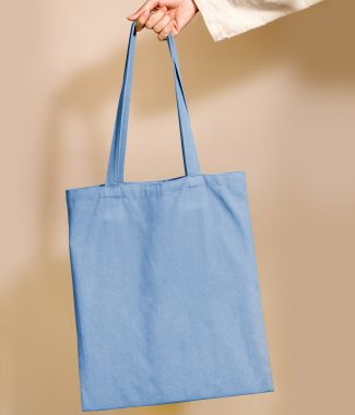 blue cotton tote bag
