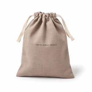 custom logo printed linen drawstring bag