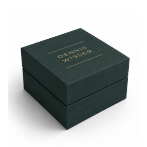 Green Linen Custom Logo Ring Box — Gold Foil Stamp | Handmade in Thailand