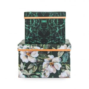 Paper gift box with floral and marble print