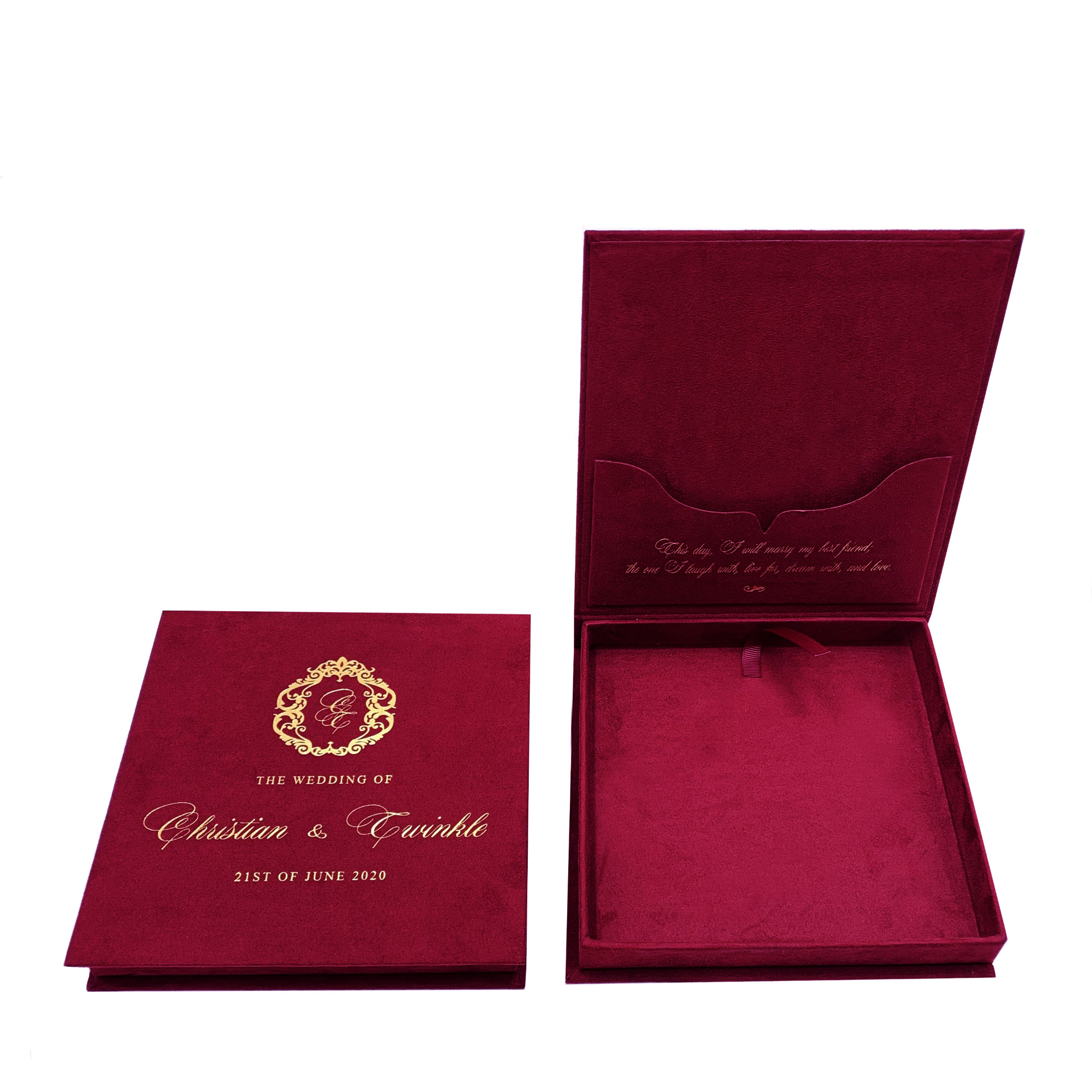 Hardcover Wedding Box For Acrylic Invitation Cards