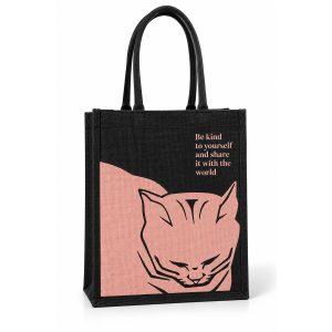 Black Jute Tote Bag with Custom Screen Print