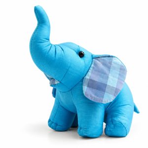 Blue Handmade Thai Silk Standing Elephant