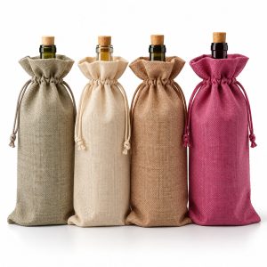 Burlap Wine Bottle Drawstring Gift Bags