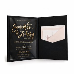 Luxury Black & Gold Acrylic Wedding Invitation Folio