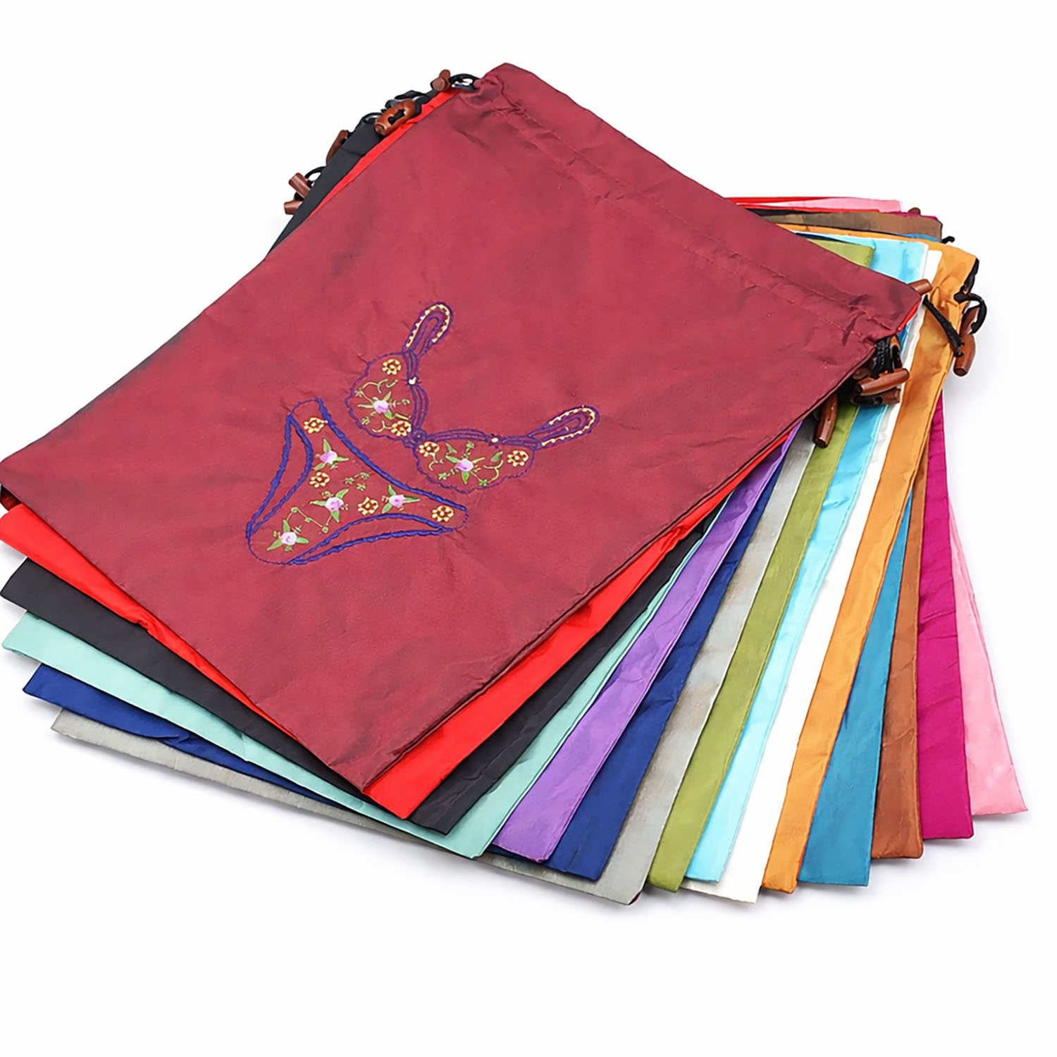 Silk lingerie bag with embroidery