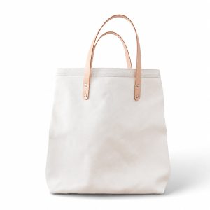 front view canvas tote bag leather handles