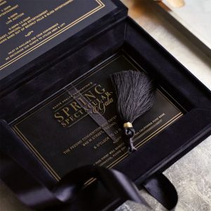 Luxury black suede wedding box