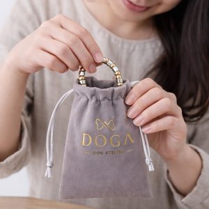 Grey Drawstring Jewelry Bag with Custom Logo