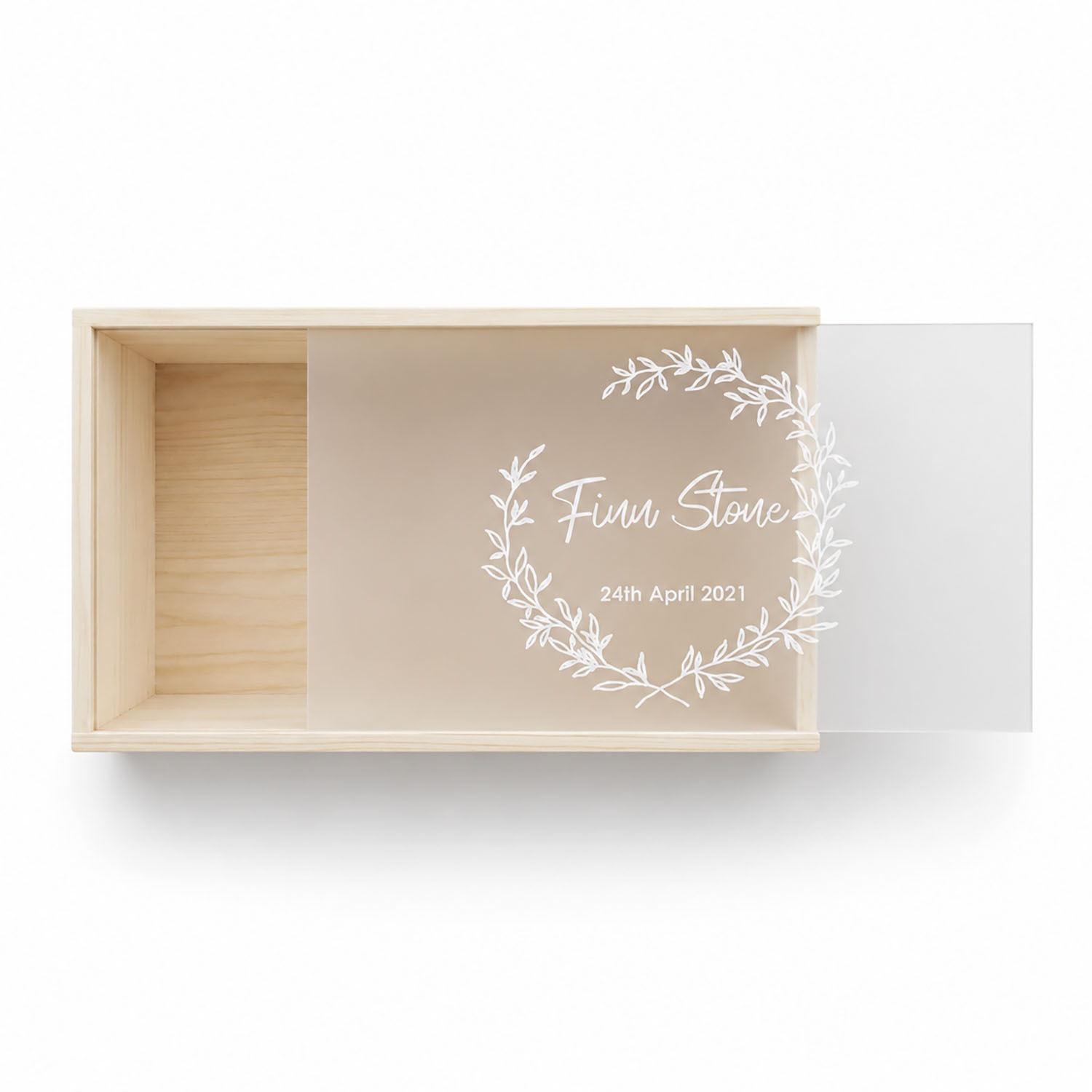 Pine Wood Sliding Keepsake Box