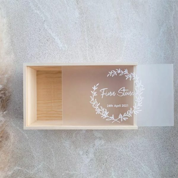 Wooden sliding wedding box