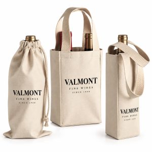 Custom cotton wine carrier bags with handles for wholesale packaging