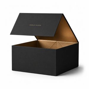 Luxury Matte Black Magnetic Packaging Box with Gold Foil Logo