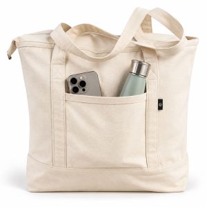 Zippered Canvas Shoulder Bag