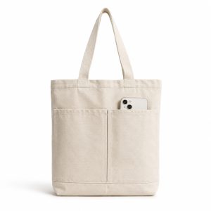 canvas tote bag with double front pocket
