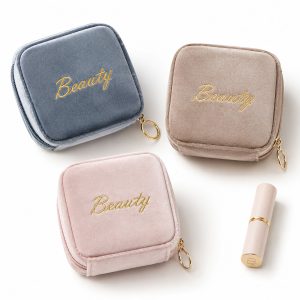 custom embroidery personalized velvet cosmetic bag