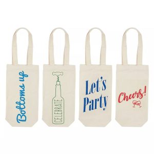 Logo printed cotton wine bottle carrier bags