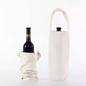 Example of wine bottle carrier bag using natural cotton, manufactured by us in Thailand recently