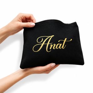 Custom printed cotton canvas bridesmaid cosmetic bag