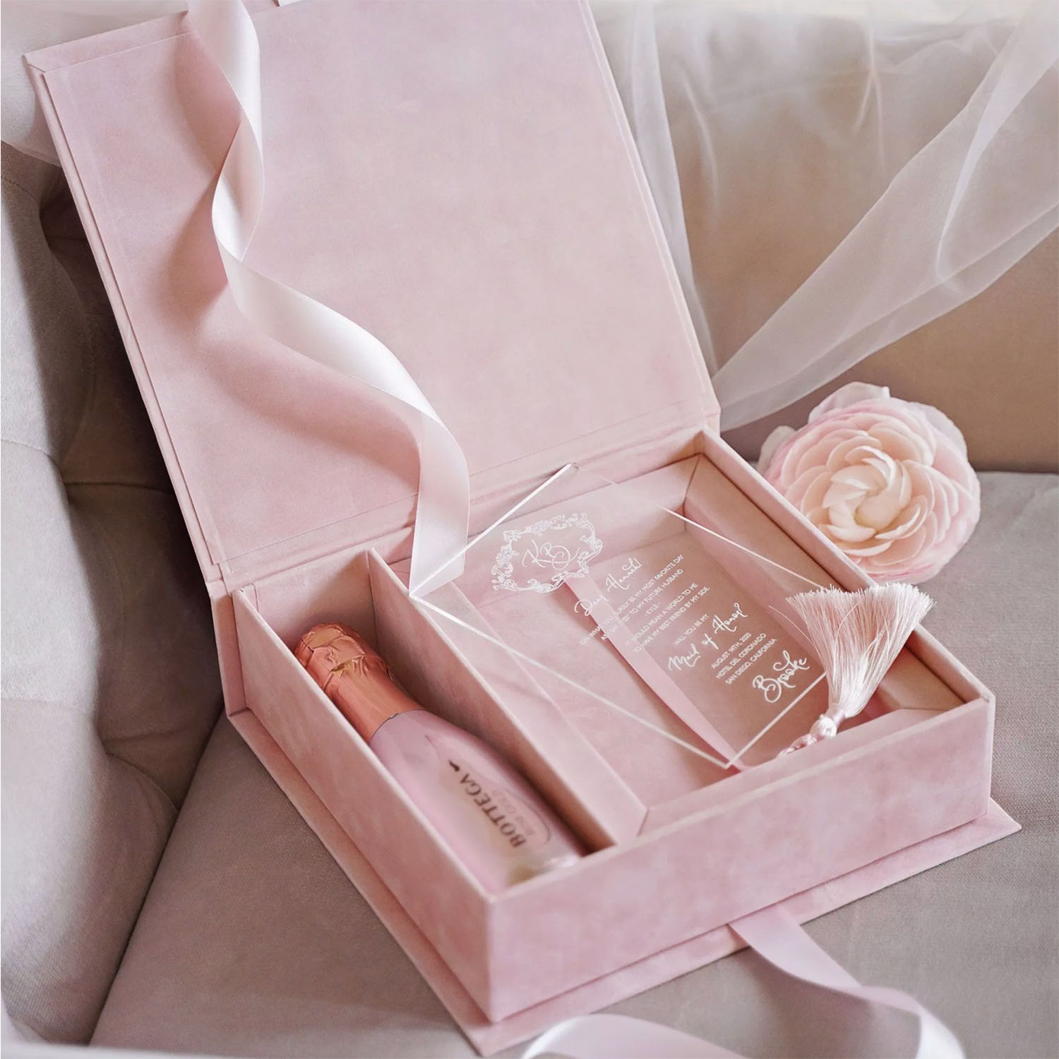 Luxury Large Orange Silk Bow Ribbon Gift Box Party Wedding Wallet