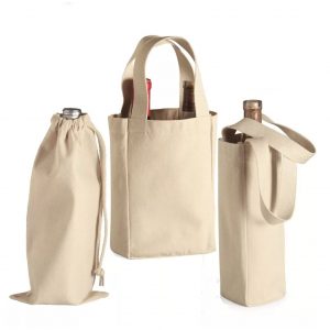 Custom cotton carrier bag for wine bottles