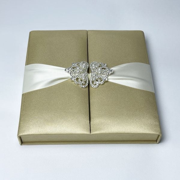 Embellished silk box for invitation cards