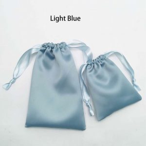 light blue silk bag