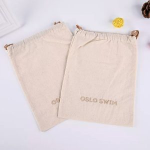 Linen drawstring bag for swimming suits
