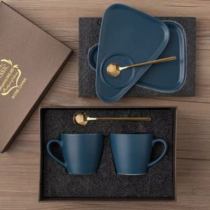 Custom foil stamped paper box for tea cup gift set