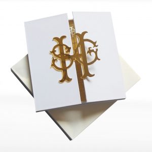 Monogram boxed wedding inviattion for acrylic cards