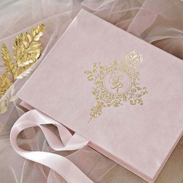 velvet boxed wedding invitation