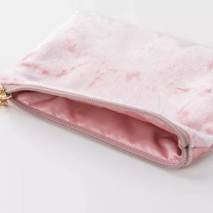 Zippered velvet cosmetic bag