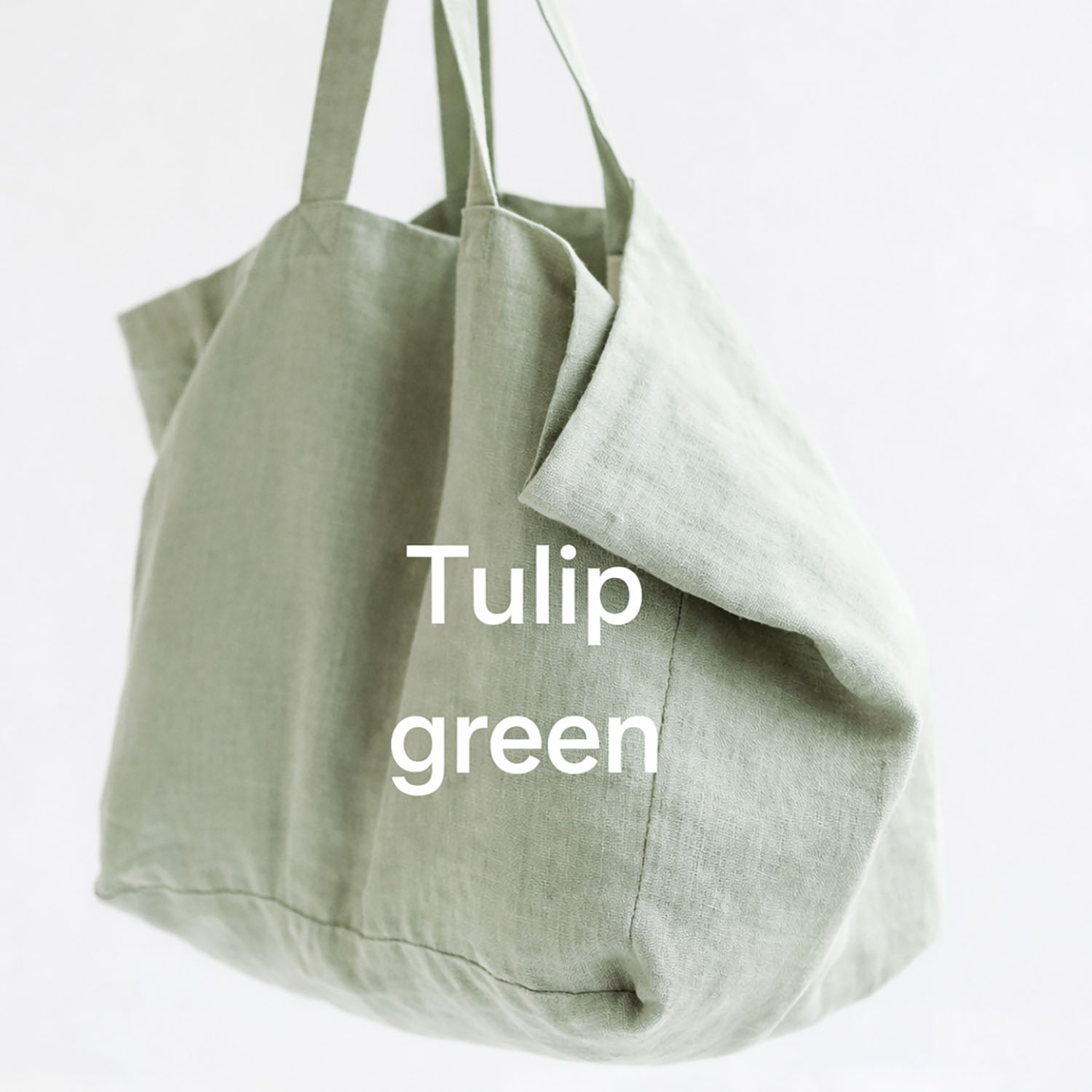 Linen tote bag in tulip green