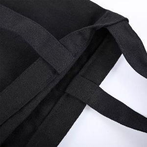 Black canvas shoulder bag close-up picture