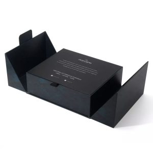 Black custom printed packaging box with removable card inlay