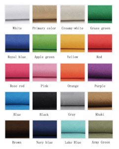 Most commonly ordered cotton canvas colors