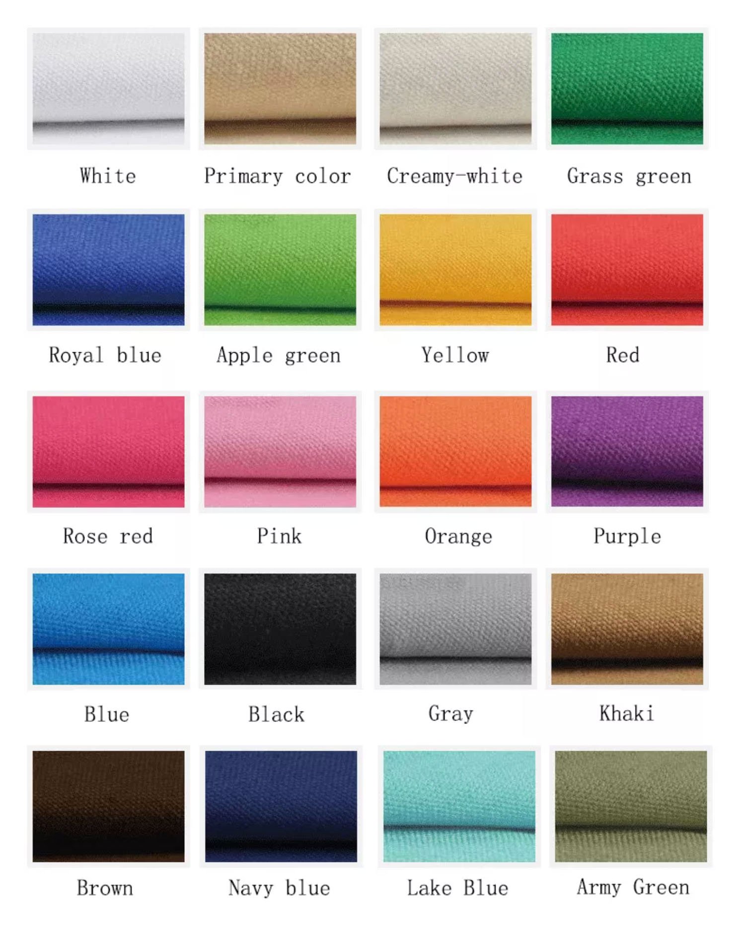 Most commonly ordered cotton canvas colors