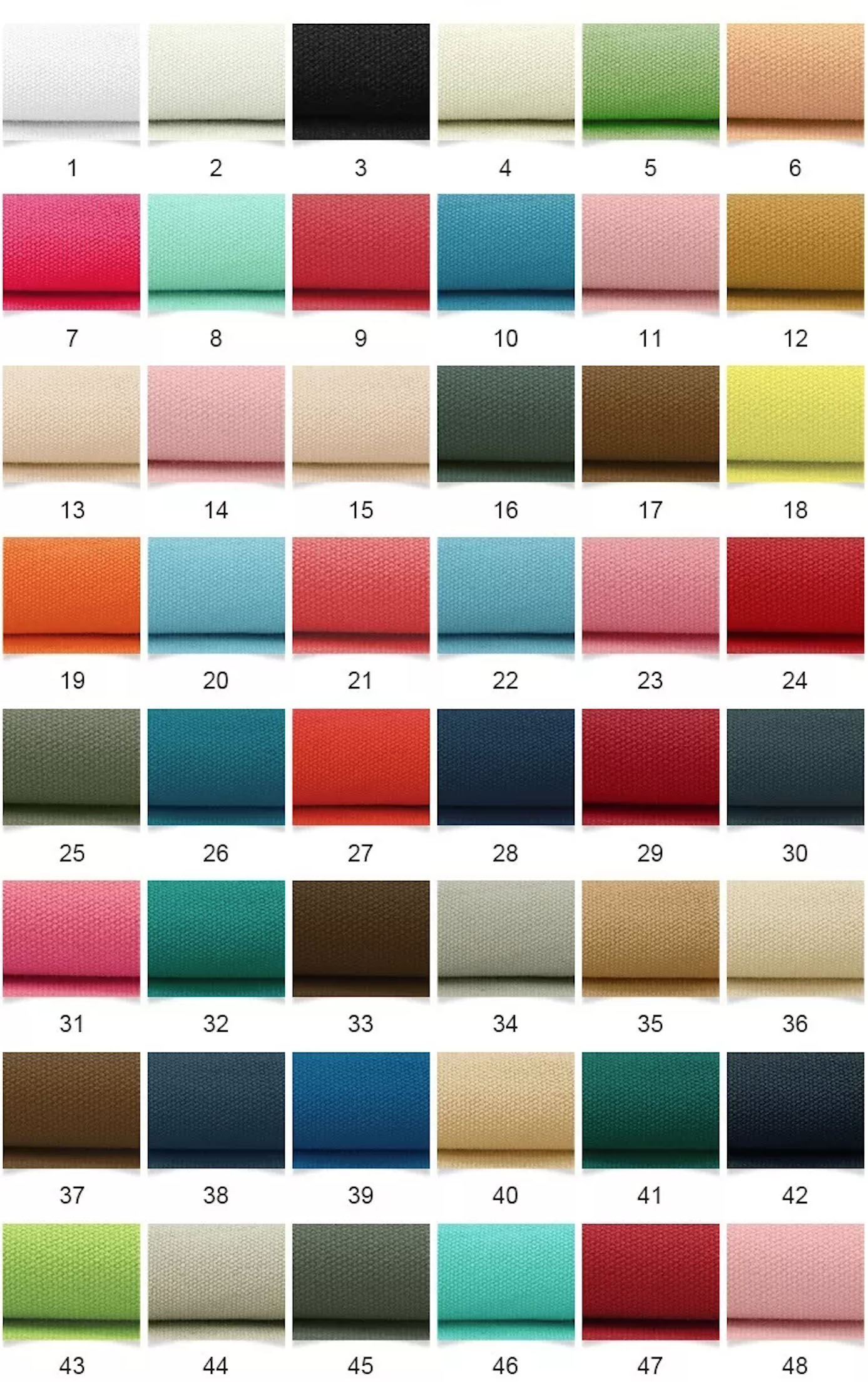 View available cotton colors from our chart