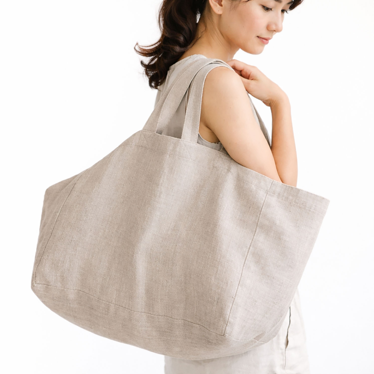 Natural linen tote bag
