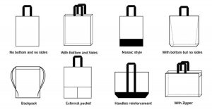 Graphic shows different bag styles available with our bag factory