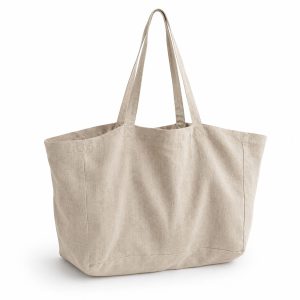 large linen tote bag in natural color