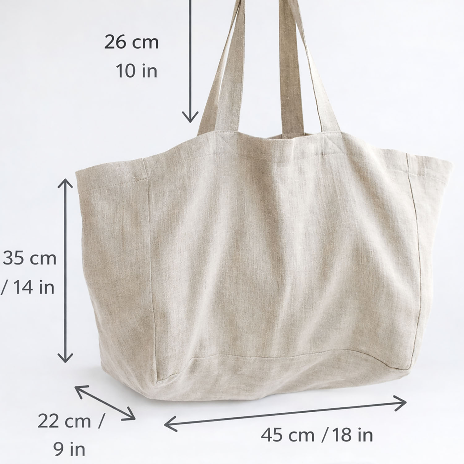 Measurements of large linen tote bag