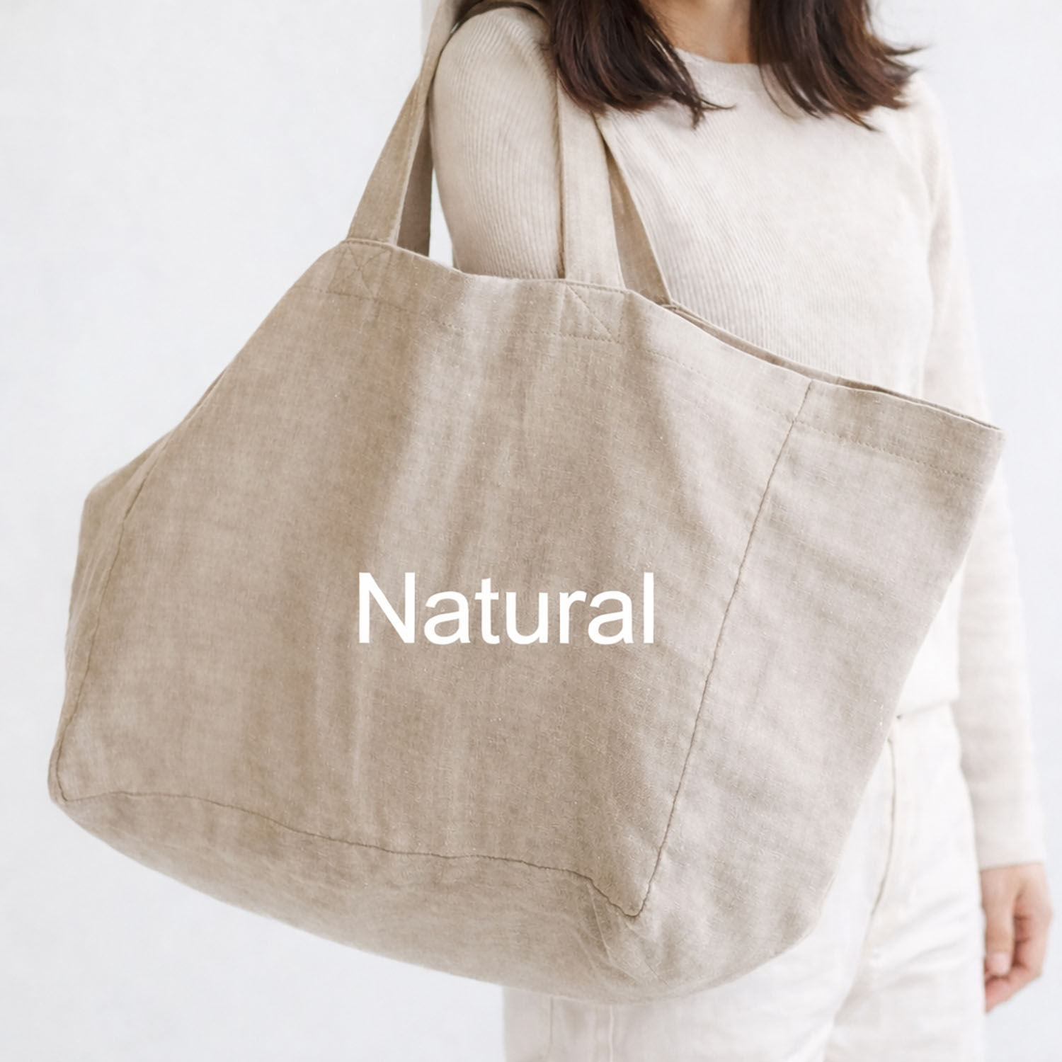 Linen tote bag in natural color