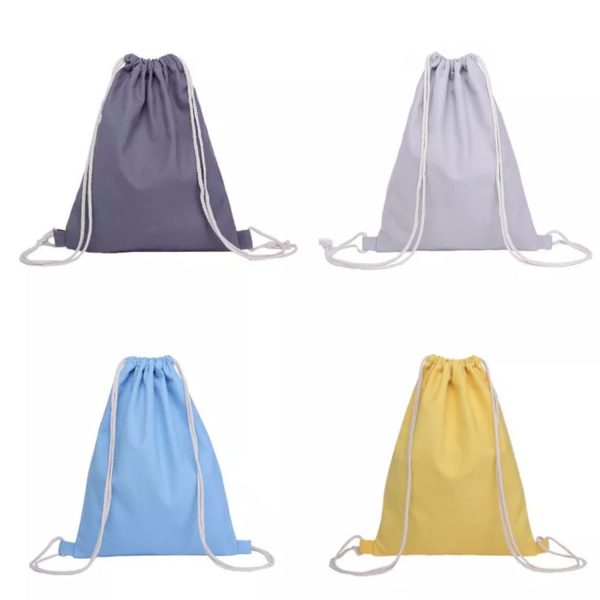 Solid color drawstring cotton backpacks