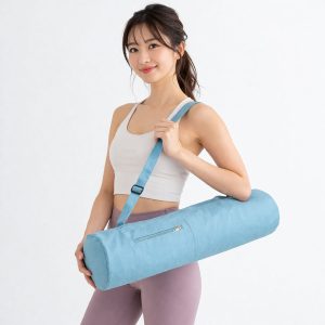 Women using our light blue canvas yoga bag