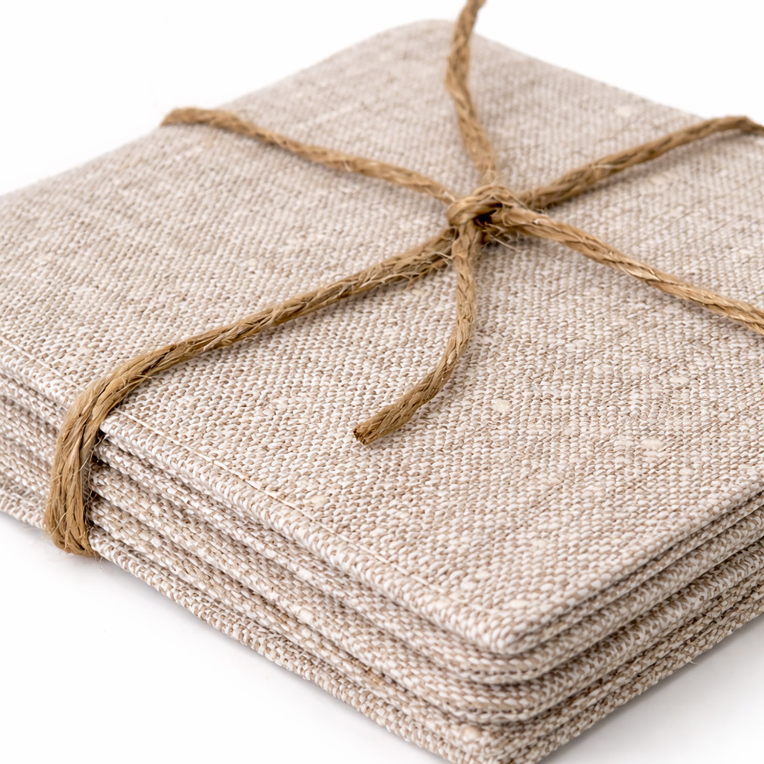 Closeup of linen fabric coaster from Chiang Mai