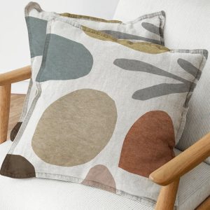 Silk-screen printed linen cushion