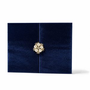 Blue Gatefold Velvet Folio Invitation