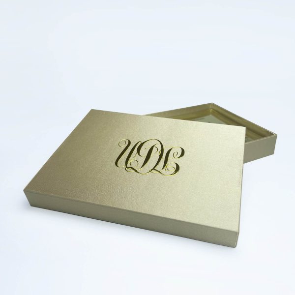 Golden UV logo printed silk gift box