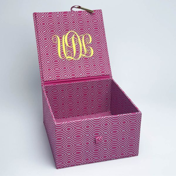 Asian-Themed Deep Pink Damask Gift Box - Image 3